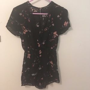 Floral Black Romper